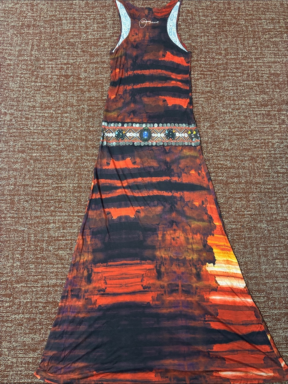 Vintage Desigual 90’s y2k maxi dress stretch jersey drop waist loose fit top M - Picture 4 of 16